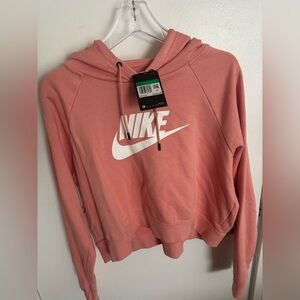 Nike Coral Pink Pullover Hoodie with White Logo